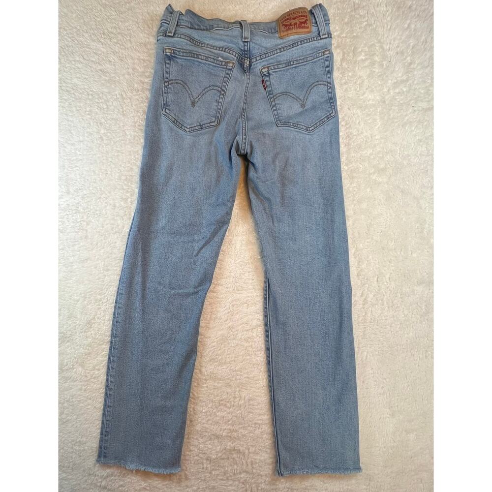 Levi's Women's High Rise Wedgie Straight Leg Denim Jeans Blue‎ Sz 27 Frayed Hem - Picture 5 of 11